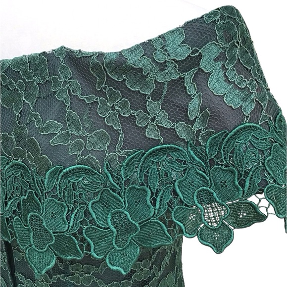 Chalet By Bari Protas Vintage Green Lace Dress Size 5/6 - Picture 15 of 16